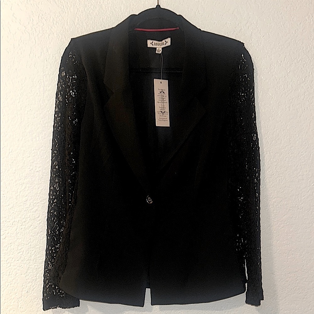 Nanette Lepore Black Lace Sleeve Blazer